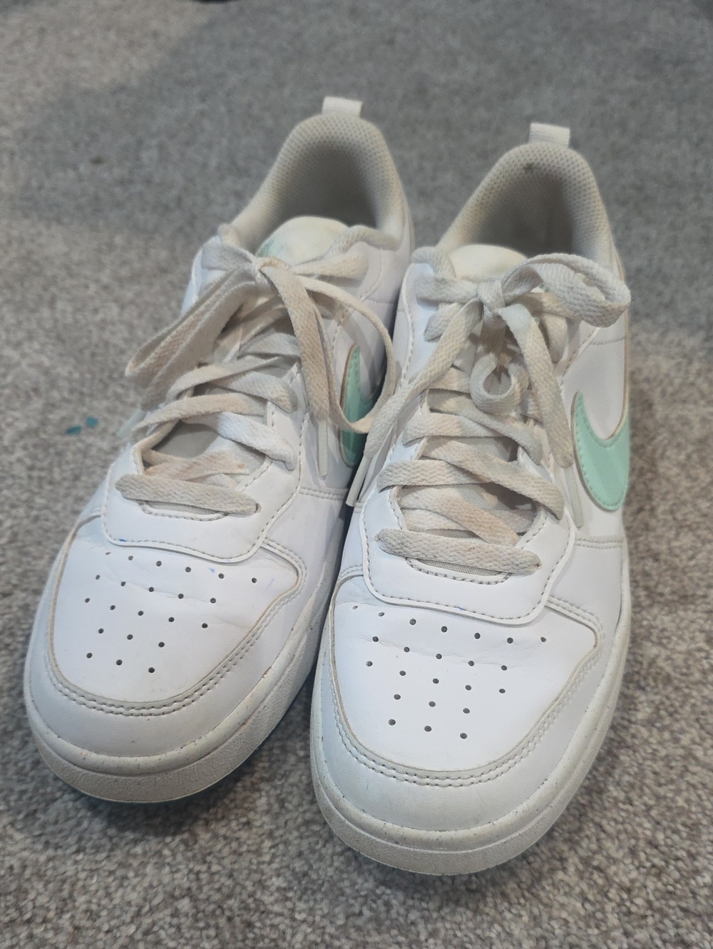 Nike White Sneakers with Mint Swoosh - Women's Casual Lace-Up